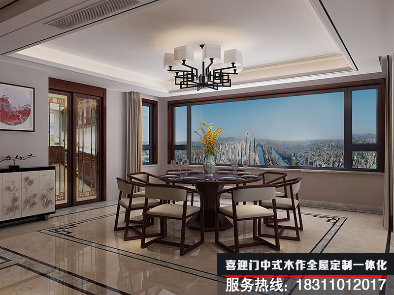 簡(jiǎn)約中式餐廳設計效果圖