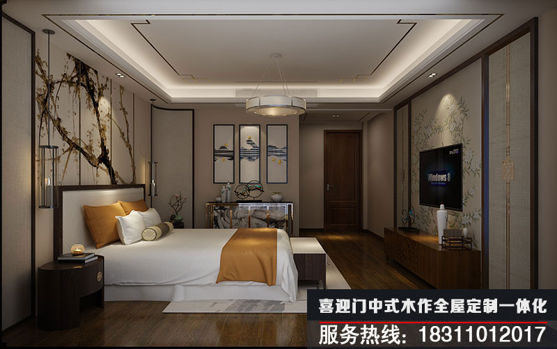 簡(jiǎn)約中式臥室設計效果圖