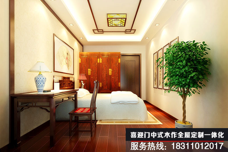 簡(jiǎn)約中式次臥室設計效果圖
