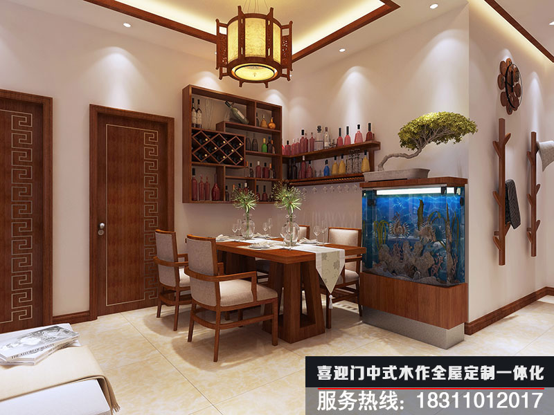 中式簡(jiǎn)約餐廳設計效果圖