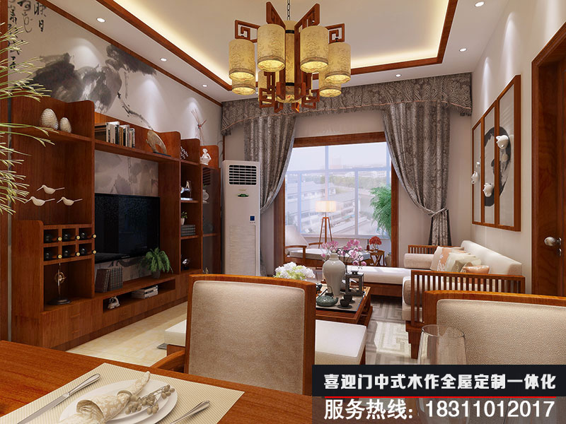 中式簡(jiǎn)約客廳設計效果圖