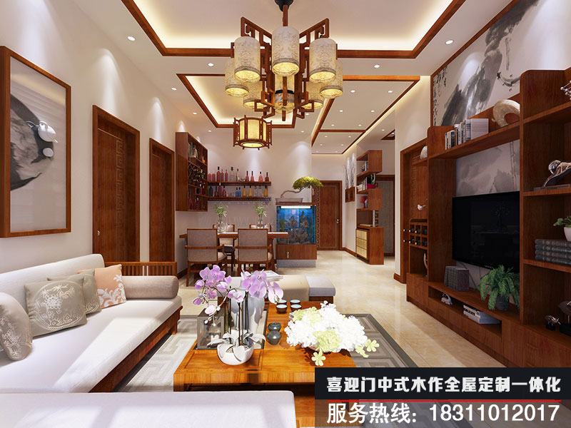 中式簡(jiǎn)約客廳設計效果圖