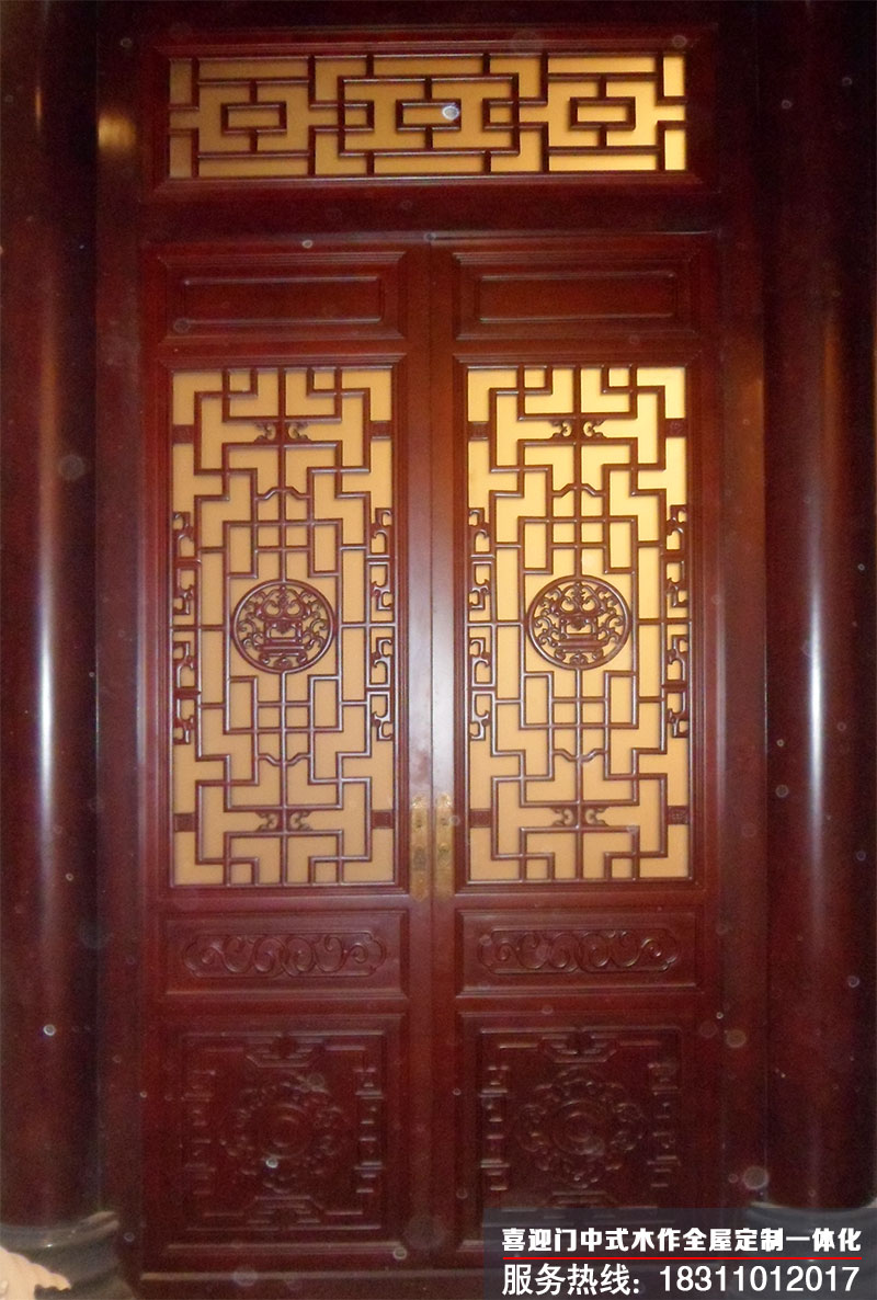 喜迎門(mén)隔扇實(shí)木花格木門(mén)展示