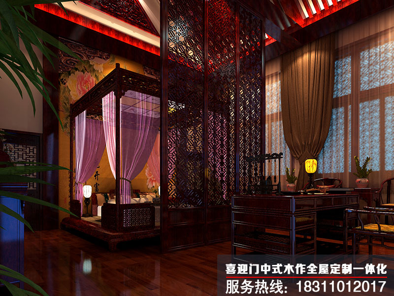 奢華古雅的臥室現代中式風(fēng)格裝修效果圖